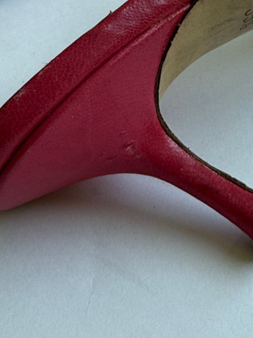 Vintage 2000s Jimmy Choo open toe sandal kitten heel Raspberry Pink Leather Bow - Picture 7 of 8